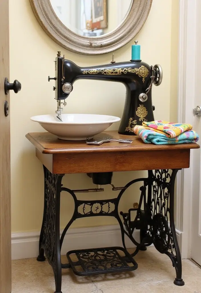 Upcycled Sewing Machine Vanity