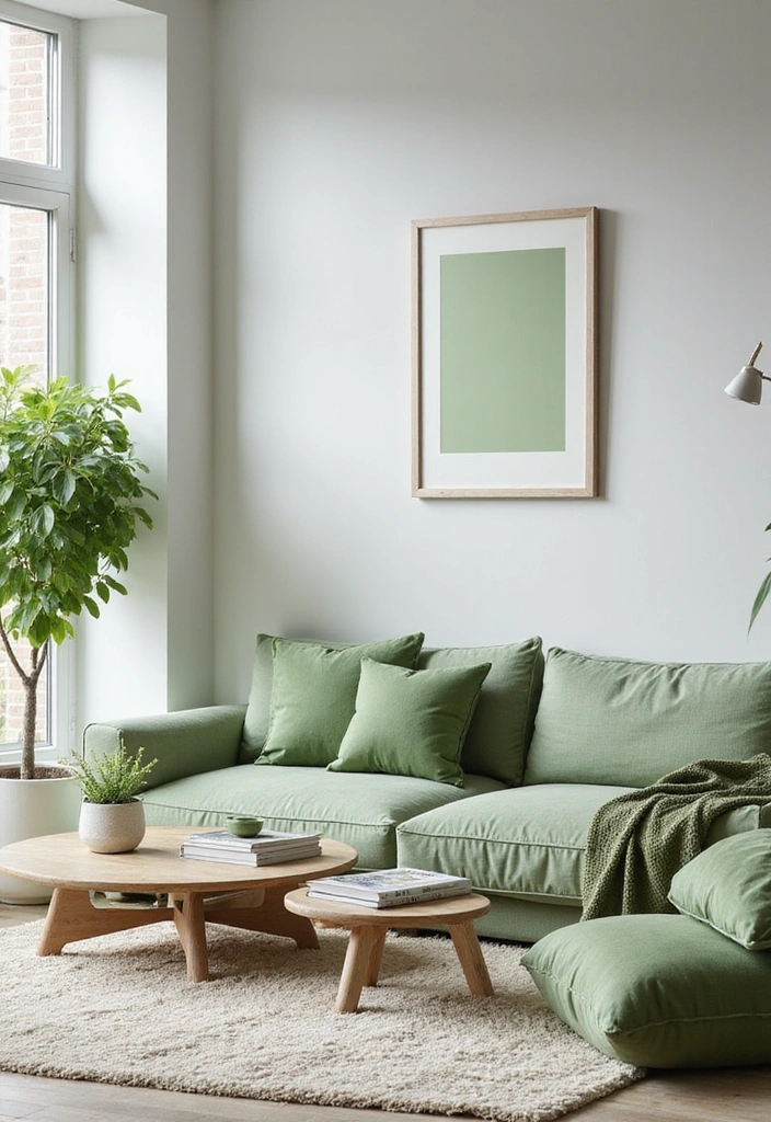 Minimalist Green Living Room