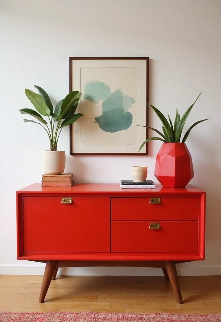 Eye-Catching Red Polygon Vase