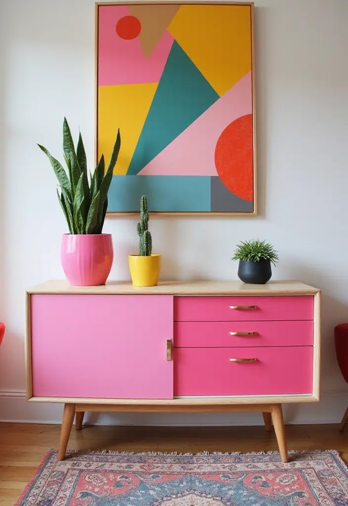 Vibrant Pink Geometric Vase