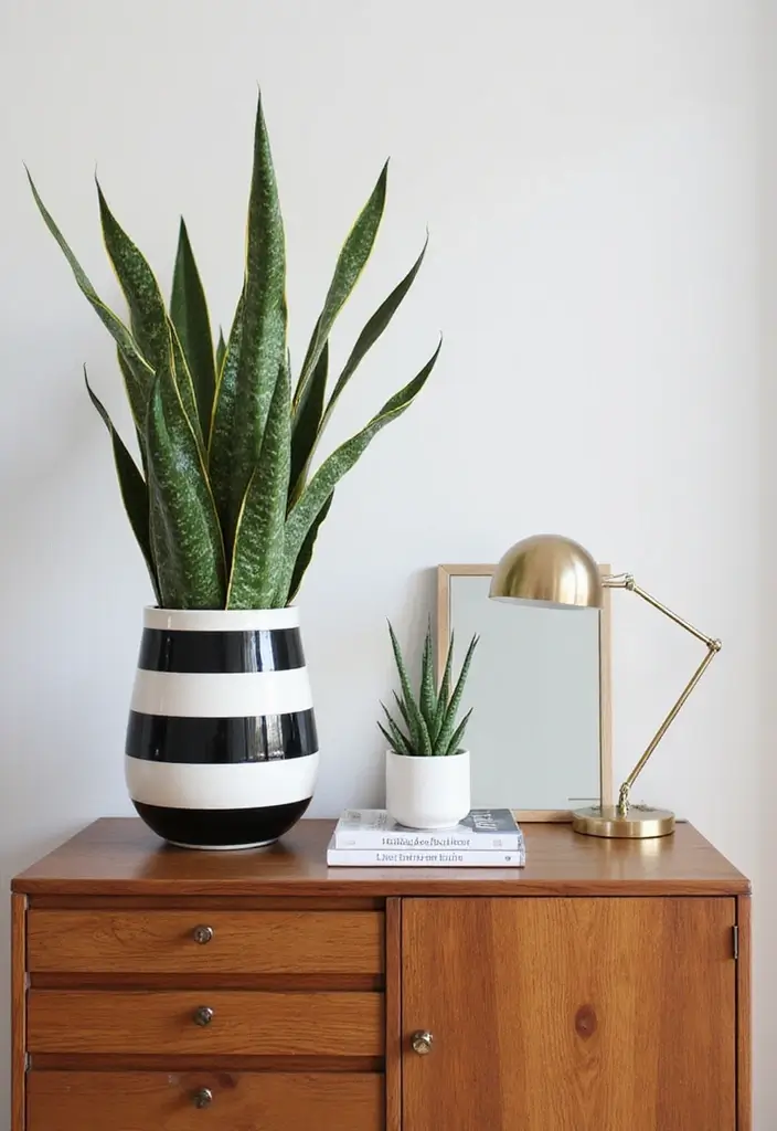 Classic Black and White Striped Vase