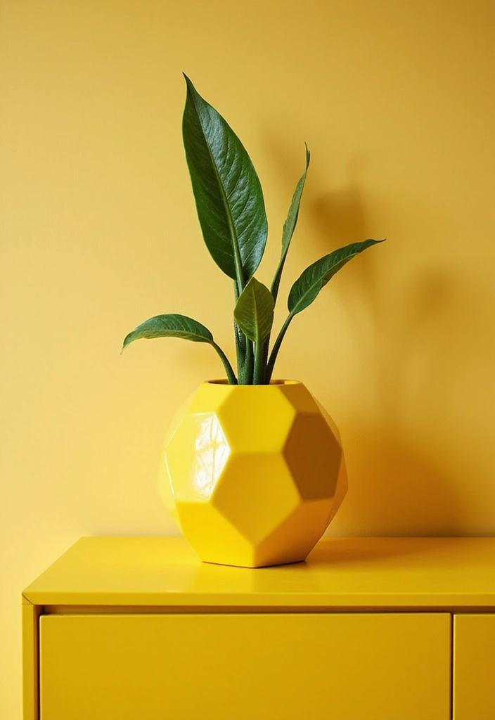 Cheerful Yellow Dodecahedron Vase