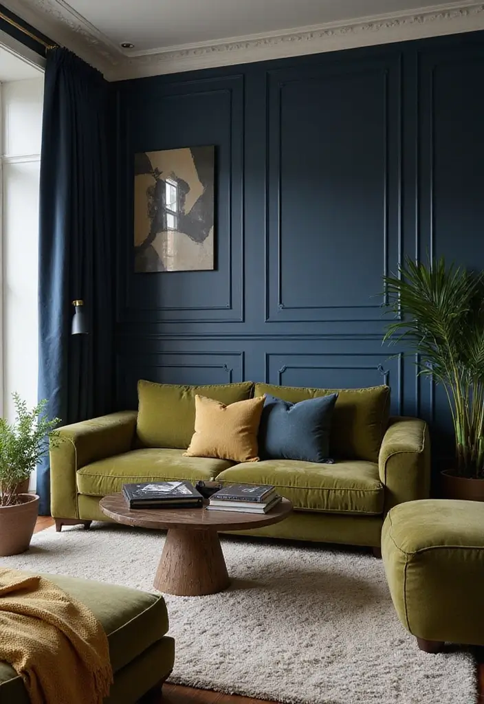 Navy Blue and Olive Green Color Pairing