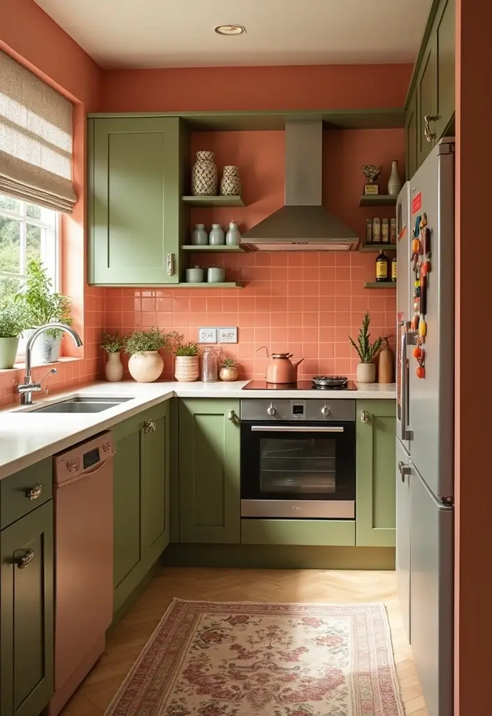 Coral Orange and Olive Green Color Pairing