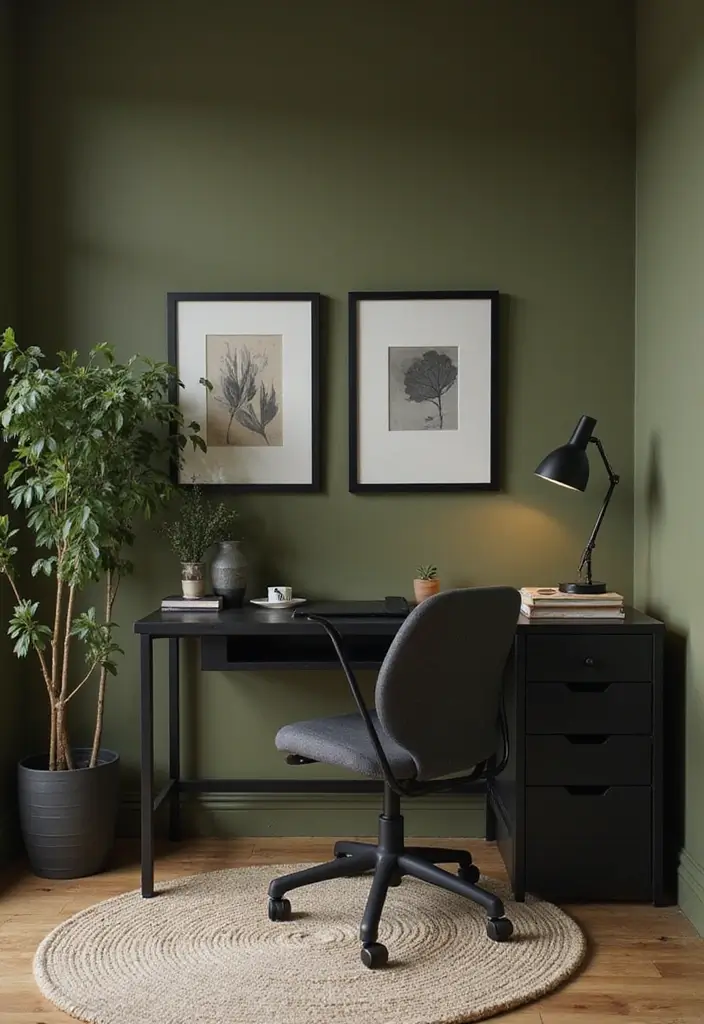 Charcoal Black and Olive Green Color Pairing