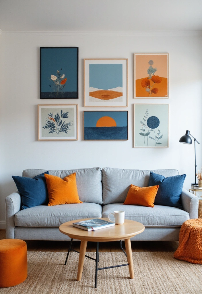 Custom Blue and Orange Wall Art