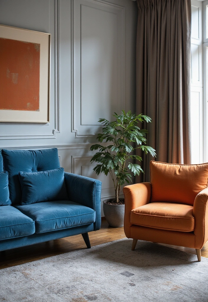 Elegant Blue and Orange Furniture