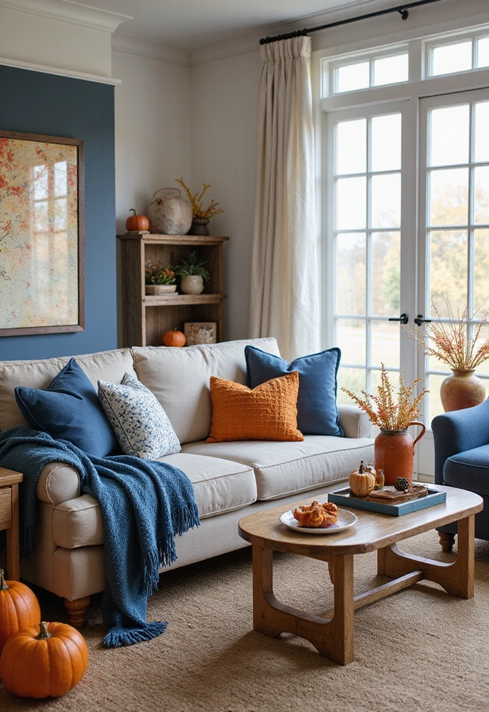 Seasonal Blue and Orange Decor