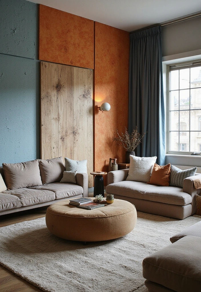 Textured Blue and Orange Walls