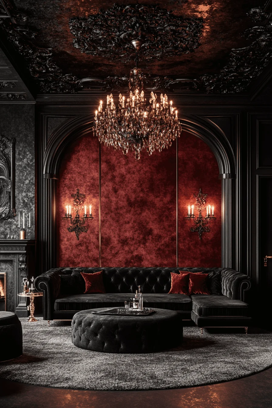Gothic style dark maximalism room