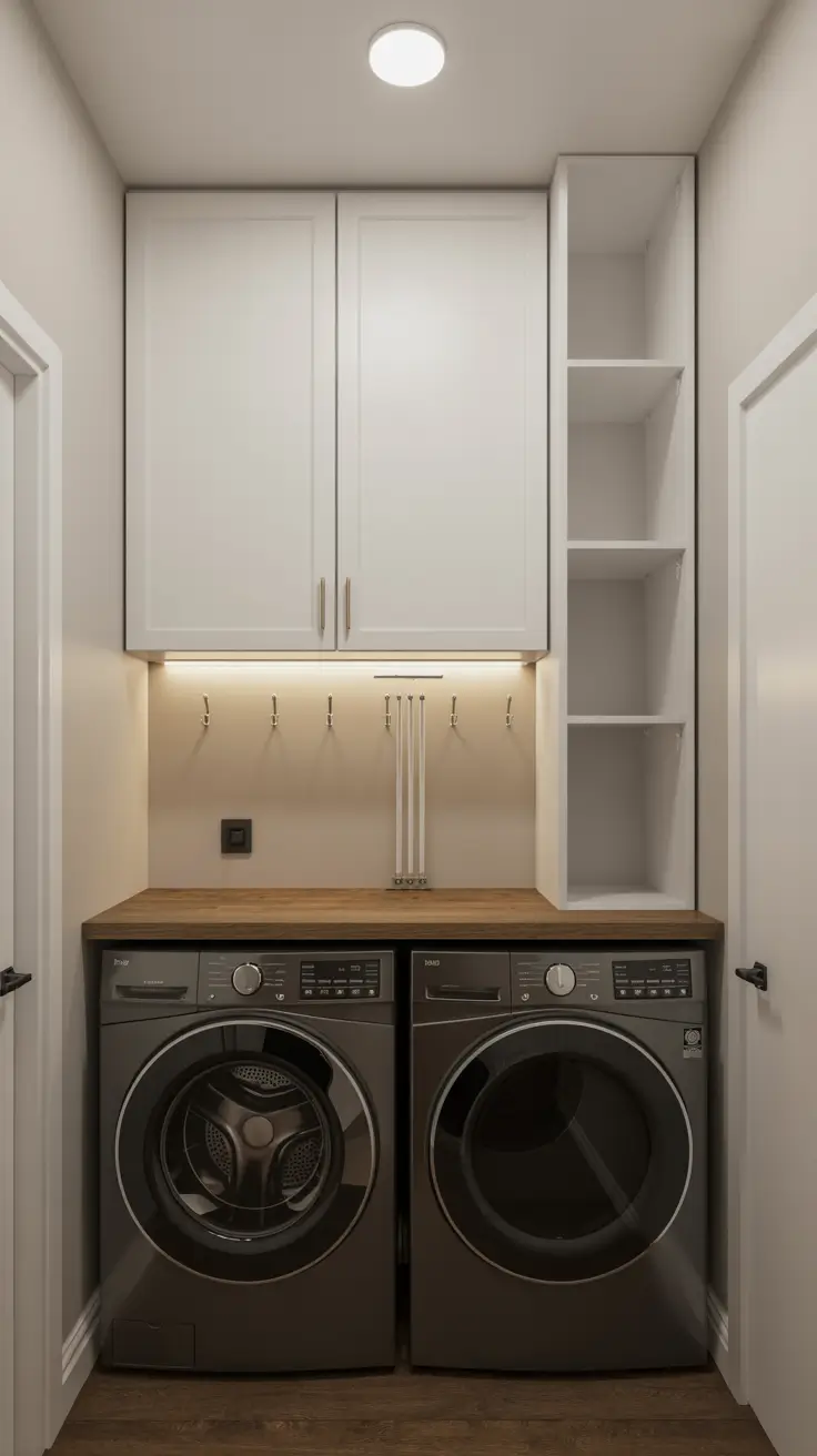 Vertical Stacked Washer Dryer with Overhead Storage