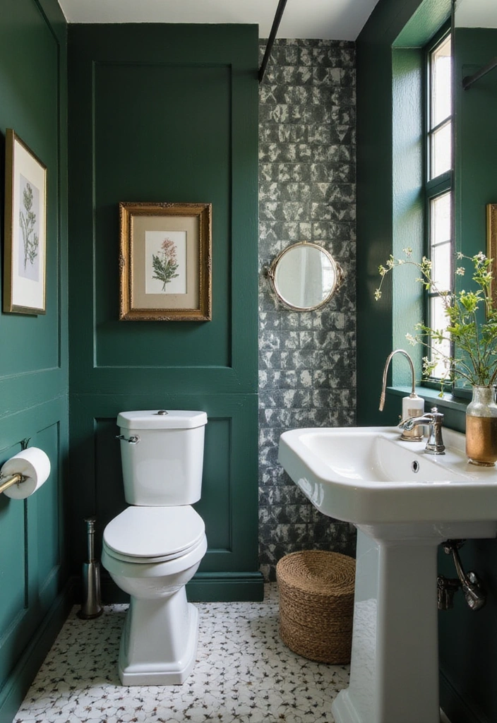 Striking Green and White Bathroom