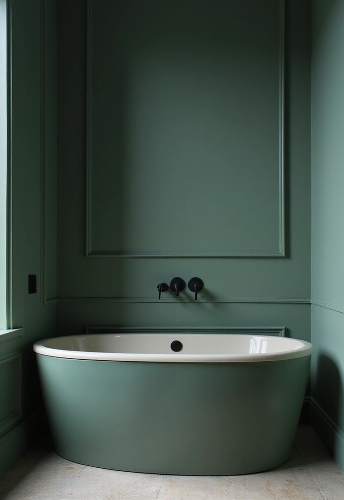 Sleek Minimalist Dark Green Bathroom
