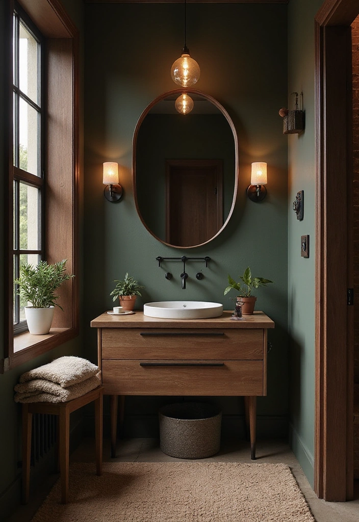 Earthy Mocha and Green Bathroom