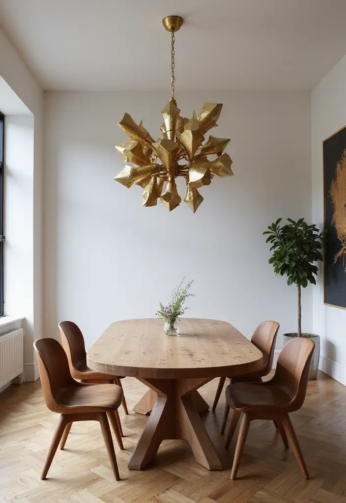Sculptural Artistic Brass Chandelier
