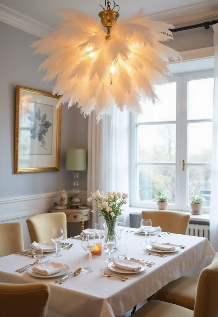 Lightweight Floating Feathers Brass Chandelier