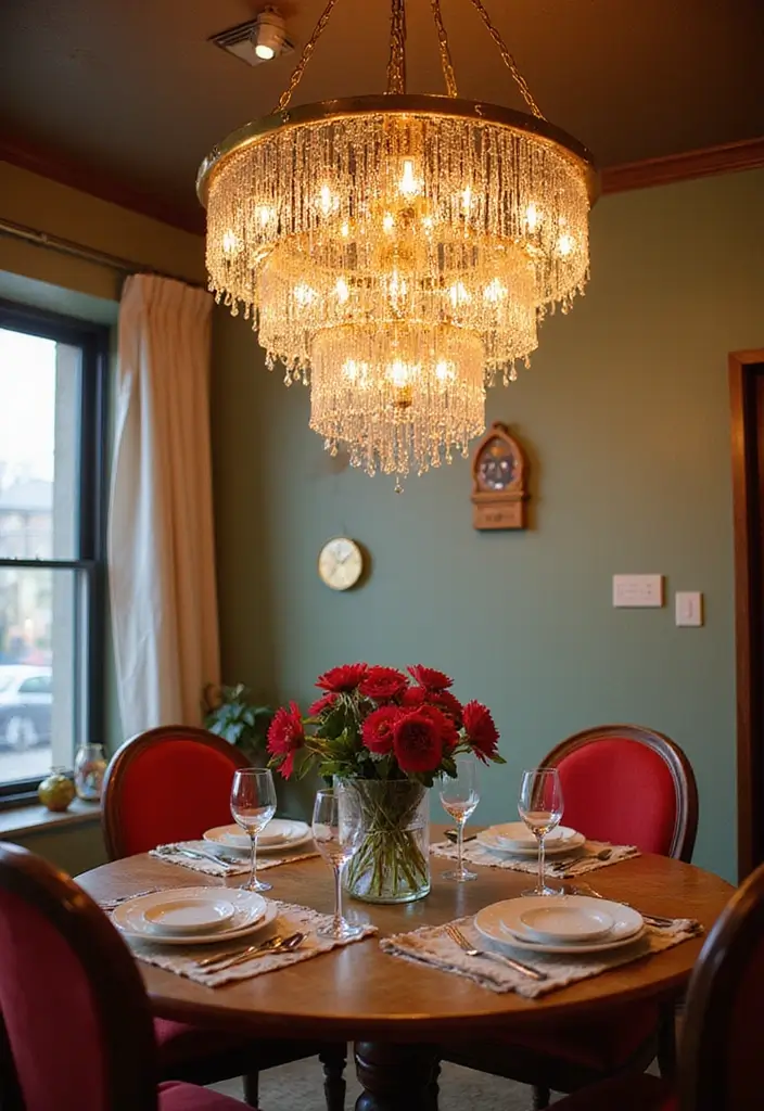 Sparkling Cascade Brass Chandelier