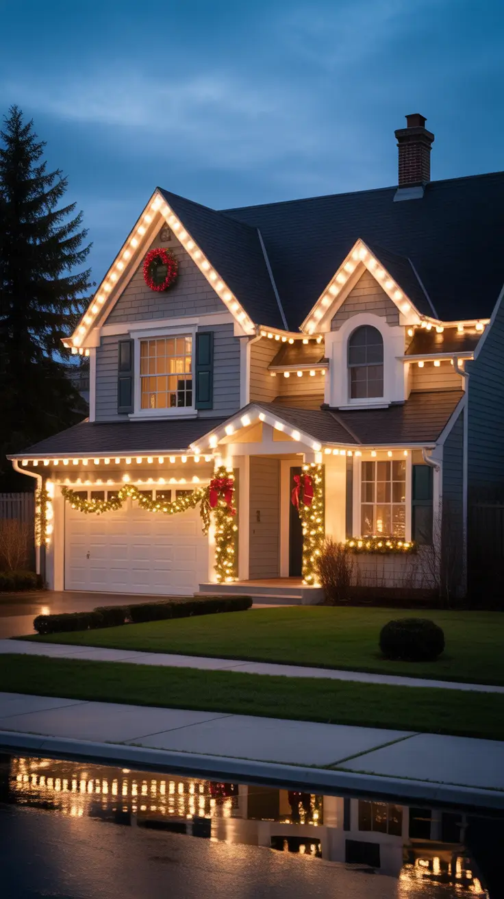 Classic Christmas Lights on House Exterior