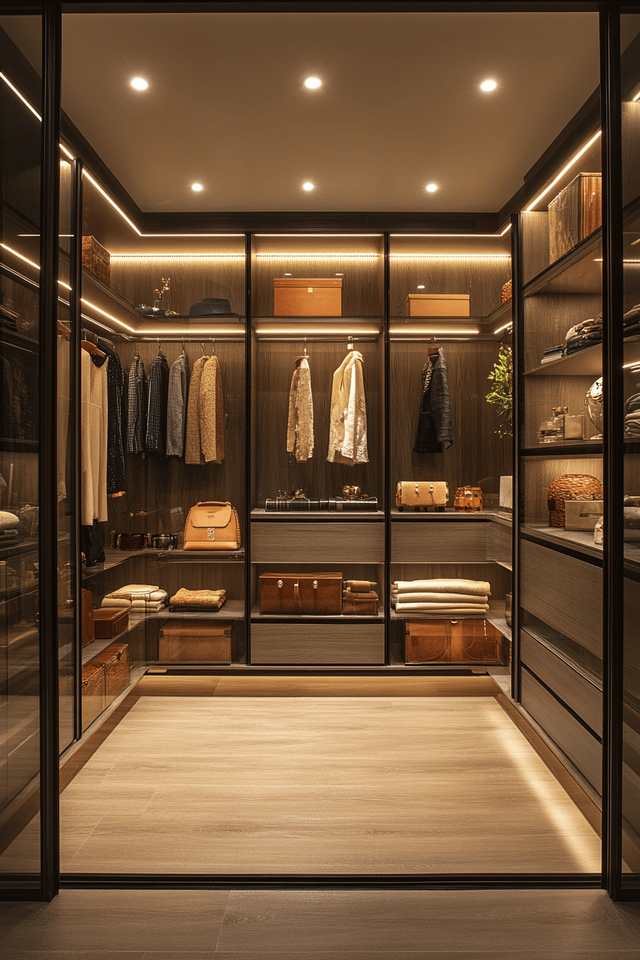 Luxury closet with glass doors