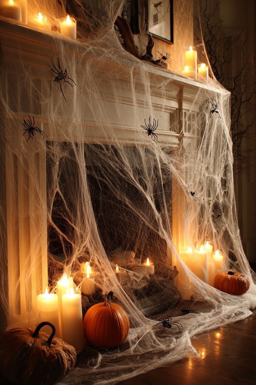 Transform Your Mantel with Spider Webs