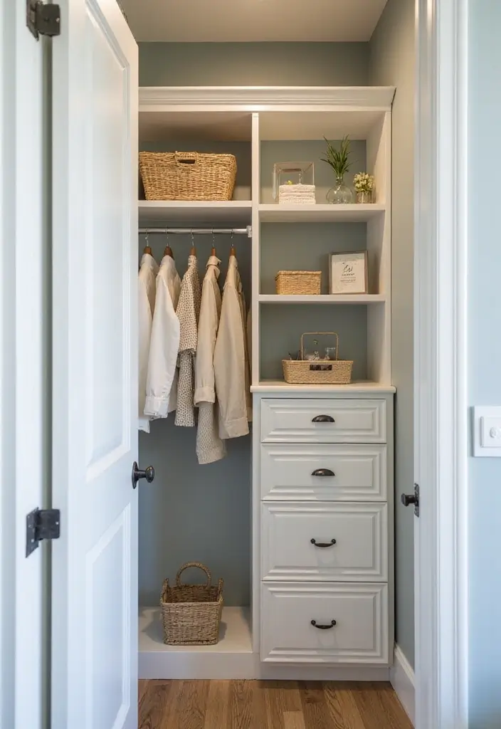 Light color palette in entryway closet