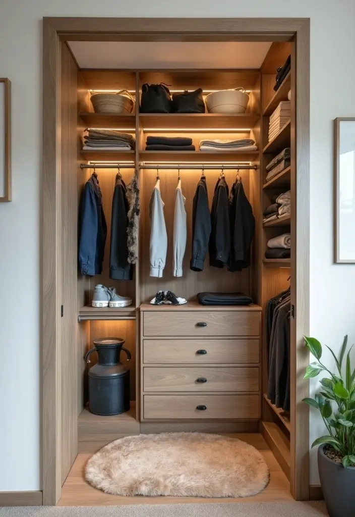 Utilizing nooks in entryway closet