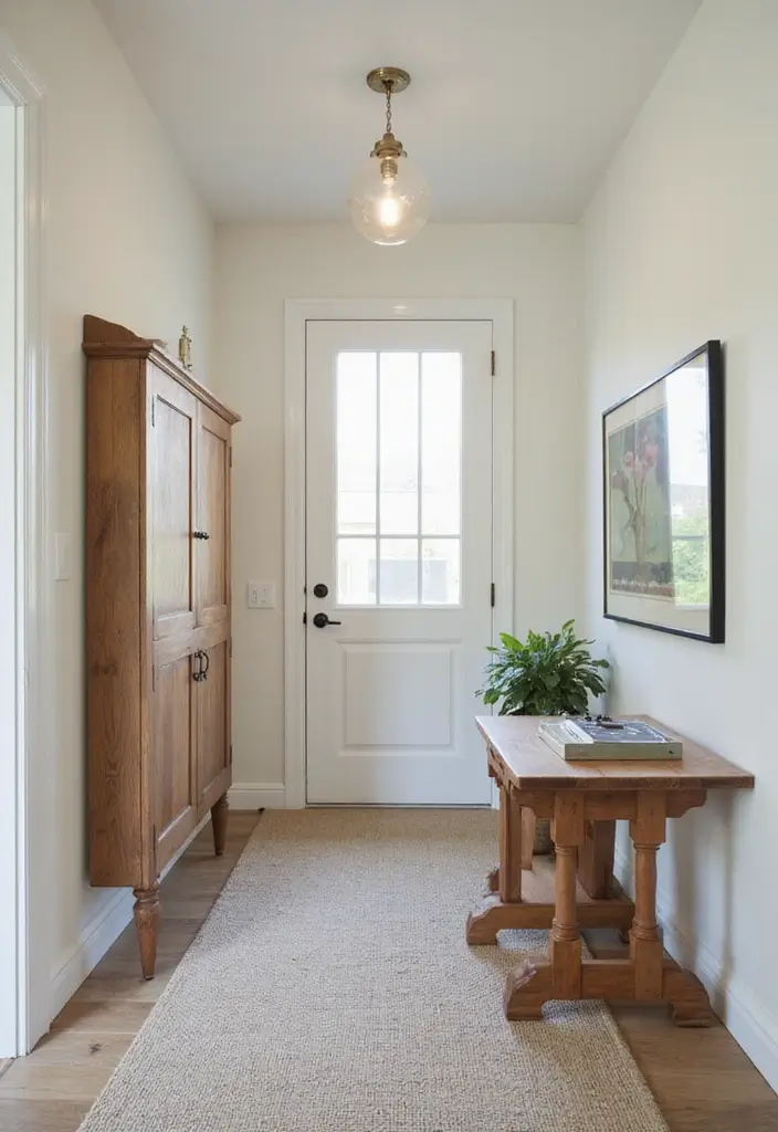 Fold-down table in entryway