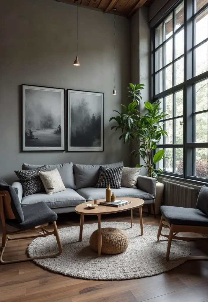 Functional Layout with Charcoal Grey Sofa