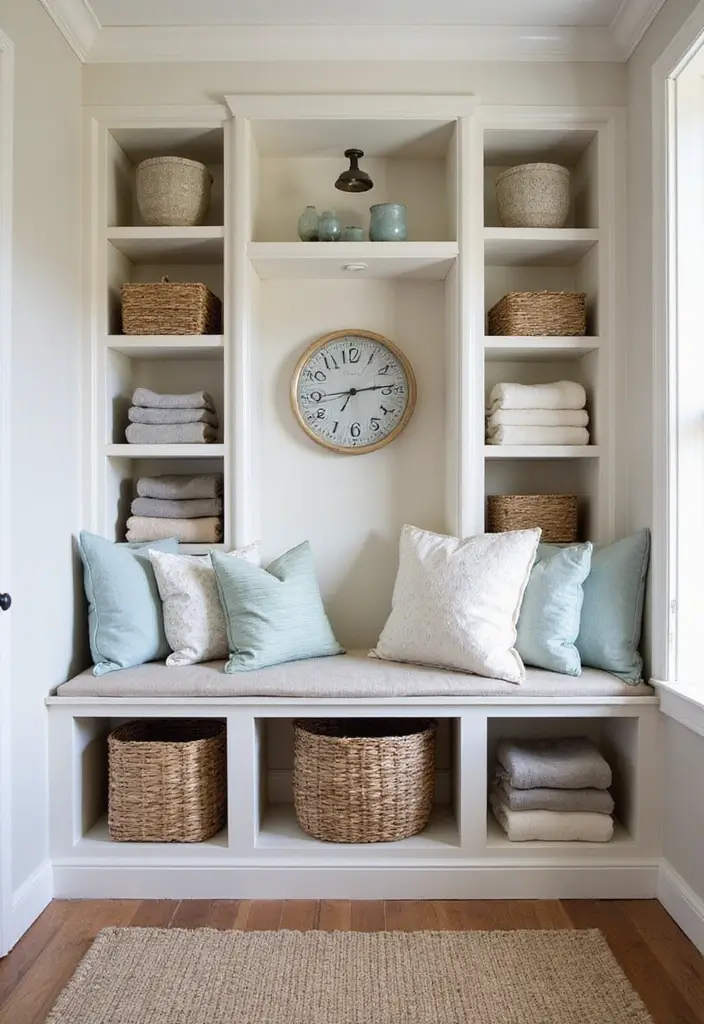 Bench with Built-In Shelves