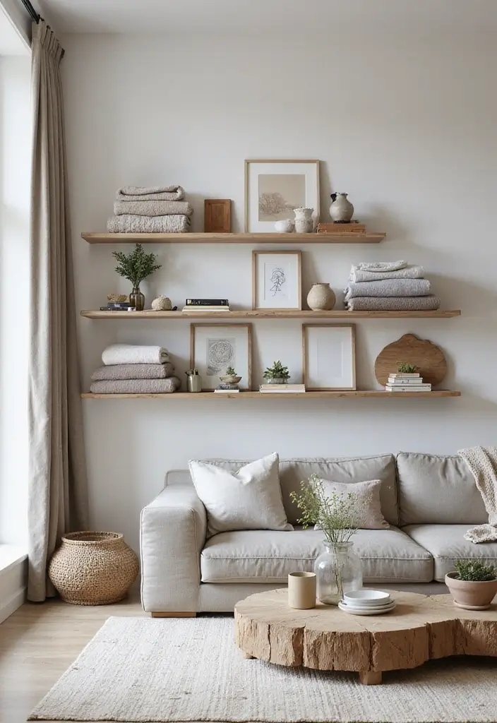 Floating Shelves for Blanket Display
