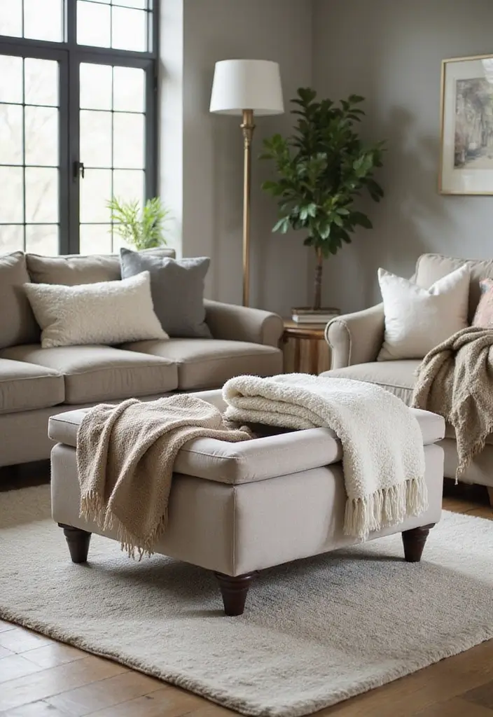 Ottoman Storage for Blankets