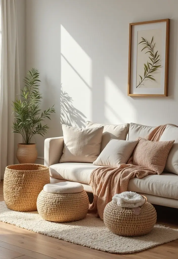 Woven Baskets for Blanket Storage