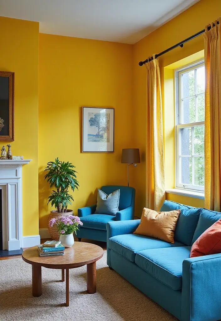 Glossy Blue and Matte Yellow Paint Finishes