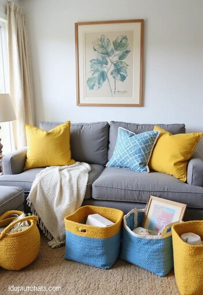 Yellow and Blue Storage Baskets