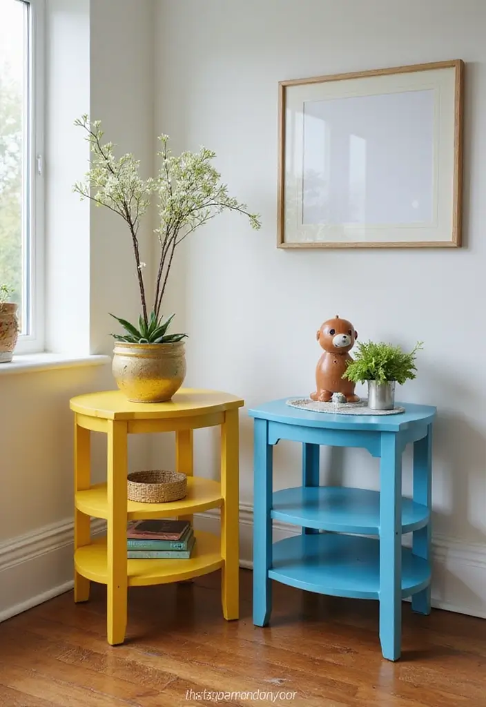 Yellow and Blue Side Tables