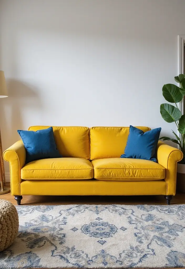 Sunlit Yellow Sofa in Living Room