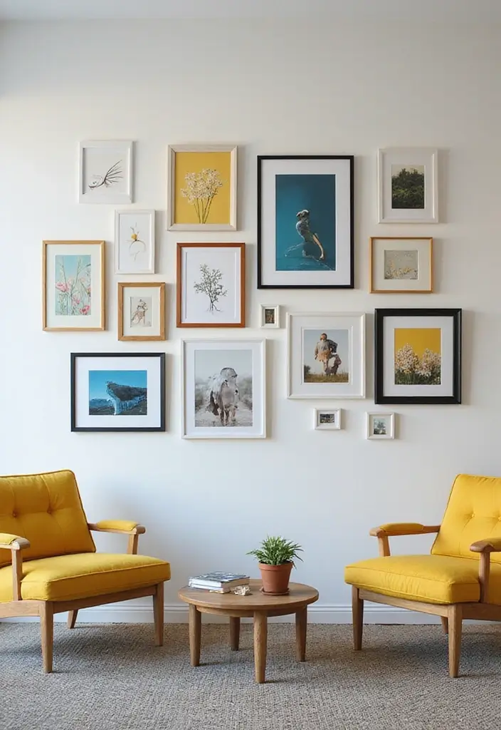 Yellow and Blue Gallery Wall