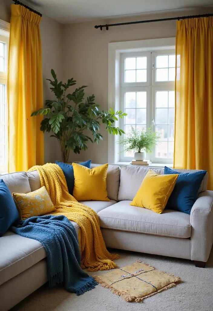 Layered Textures in Yellow and Blue Decor