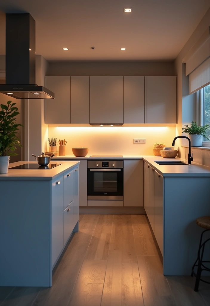 Smart LED Lighting in Grey and White Kitchen