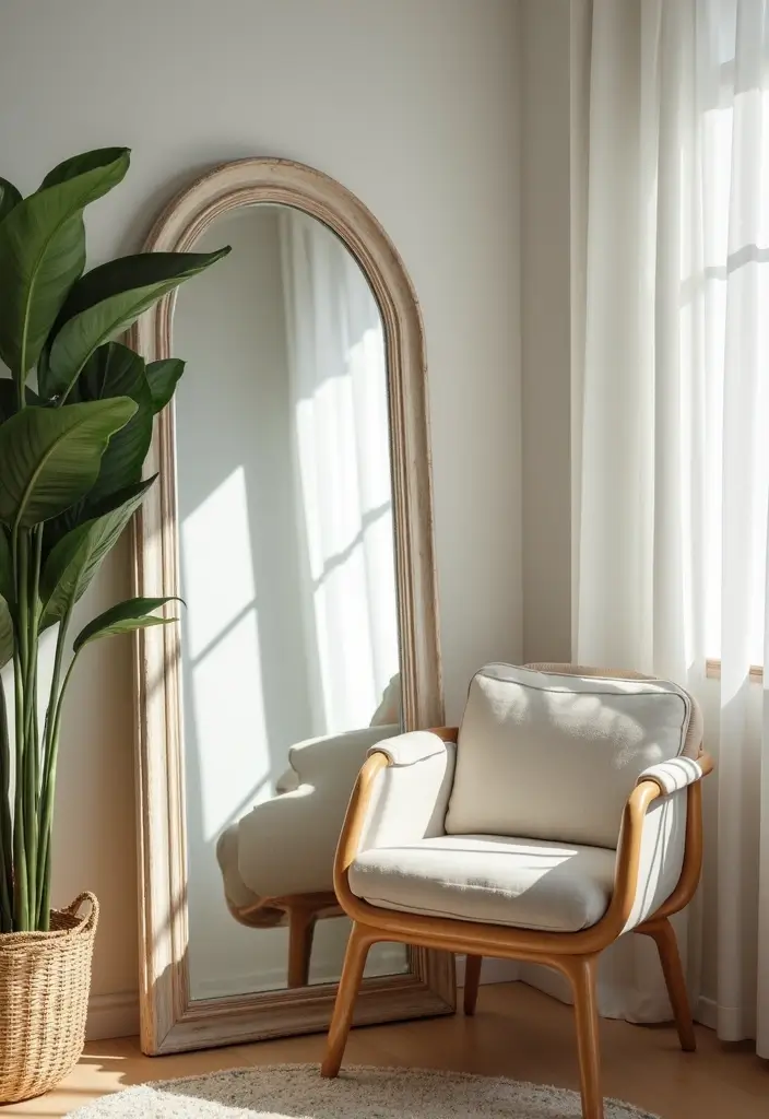 Vintage mirror brightening a dark corner