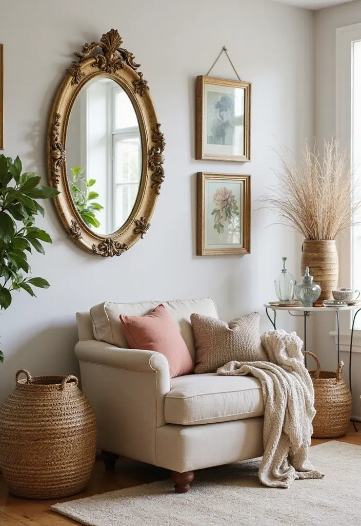 Vintage mirrors with textured decor