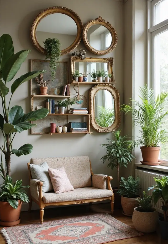 Layered mirrors in a nook
