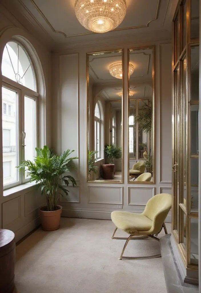 Mirrors creating spatial illusions