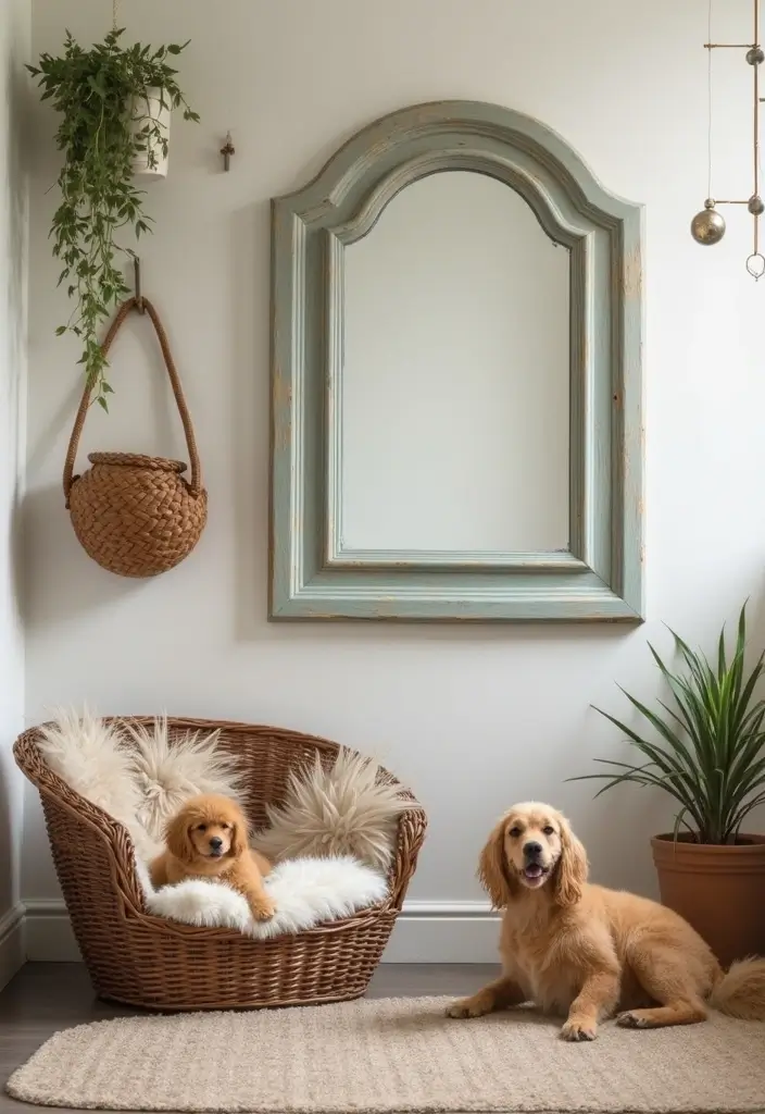 Vintage mirrors in pet area