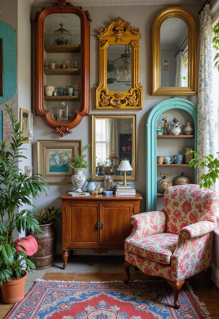 Colored vintage mirrors