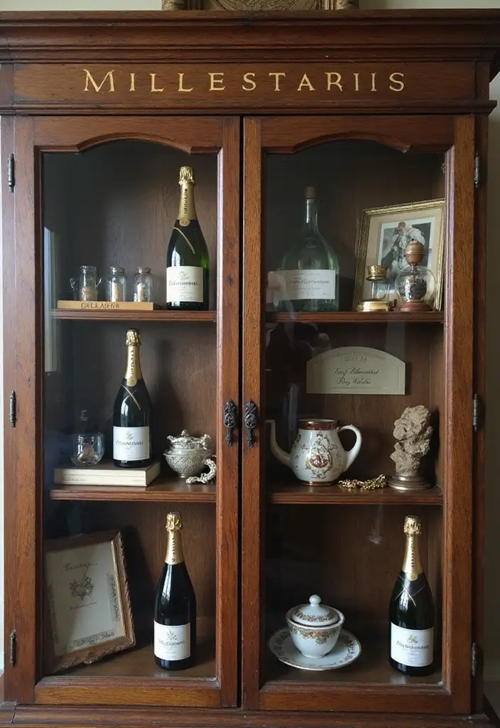 Smoked-glass cabinet celebrating milestones