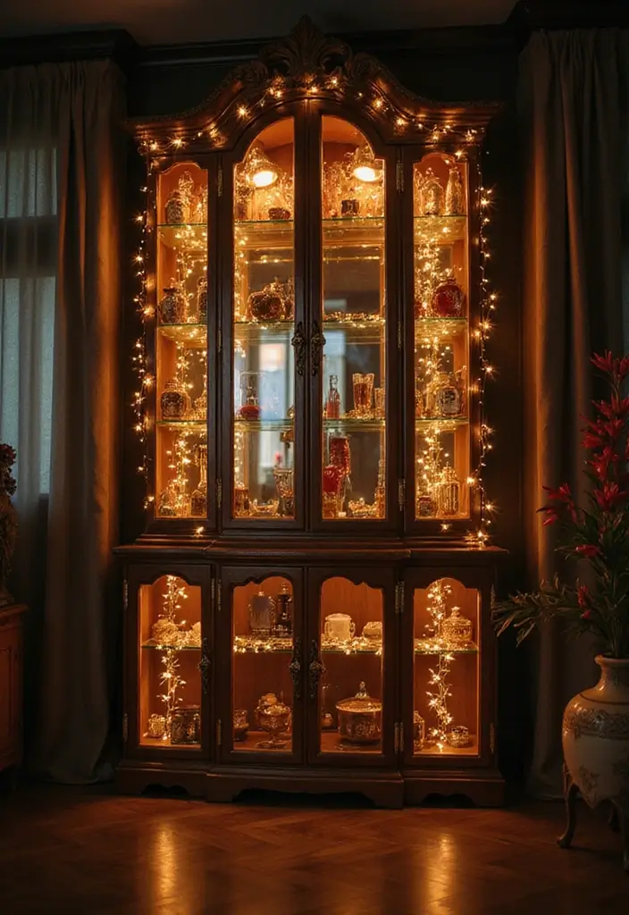 Smoked-glass cabinet with creative lighting