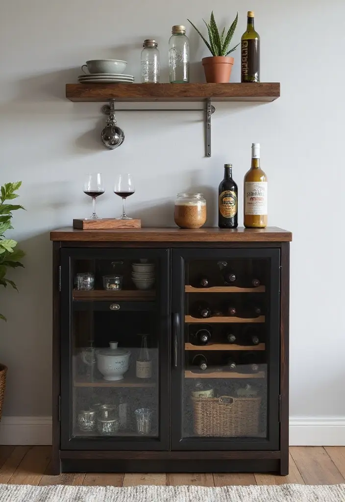 Multi-functional smoked-glass cabinet with coffee station