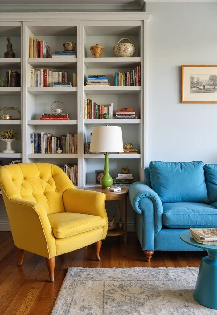 Vintage Yellow and Blue Decor