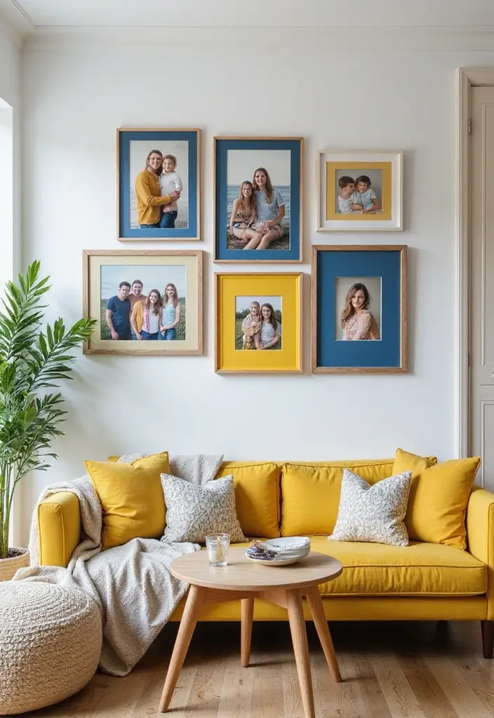 Family Photos in Yellow Frames